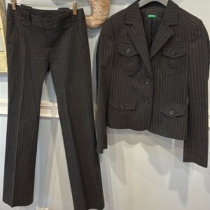 United Colors Of Benetton Black Pinstripe Blazer